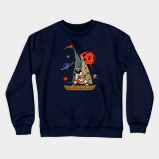 Astronaut Rocking Out on a Spaceship Crewneck Sweatshirt